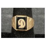 10KT Gold Menï¿½s Ring w D Initial