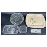 Vntg Platter, Anchor Hocking & Refrigerator Dishes Vntg Platter, Anchor Hocking & Refrigerator Dishes
