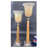 Pair Coordinating Tabletop Hurricane Candleholders Pair Coordinating Tabletop Hurricane Candleholders