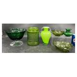 Assorted Green Art Glass Decor � Bowls & Vases Assorted Green Art Glass Decor � Bowls & Vases
