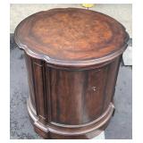 Round Wood Side Table w Storage
