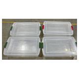 4 Clear Plastic 34 Qt Storage Bins w Lids