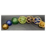Glass Floats w Rope Netting & Loose Balls Glass Floats w Rope Netting & Loose Balls
