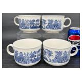 4 Churchill Blue Willow Jumbo Mugs 4 Churchill Blue Willow Jumbo Mugs