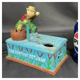 Vintage Cast Iron Mechanical Fisherman Bank Vintage Cast Iron Mechanical Fisherman Bank