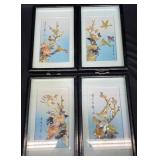 4 Vntg Asian Shell Mother of Pearl Framed Art 4 Vntg Asian Shell Mother of Pearl Framed Art