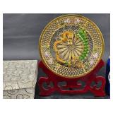 Chinese Gilt Enamel Dragon Cloisonne Plate Chinese Gilt Enamel Dragon Cloisonne Plate