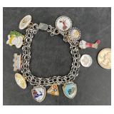 Vintage Sterling Silver Bracelet w Charms