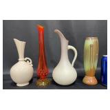4 Vintage Vases w Uranium, Frankoma, Fenton, Lenox