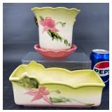 2 Vintage Hull USA Pottery Art Planters