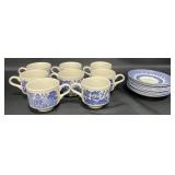 8 Churchill Blue Willow Cup & Saucer Sets 8 Churchill Blue Willow Cup & Saucer Sets