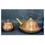 Copper & Brass Teapot w Copper Potpourri Pot Copper & Brass Teapot w Copper Potpourri Pot