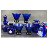 Cobalt Blue Glass Assortment w Glass Penguin Cobalt Blue Glass Assortment w Glass Penguin