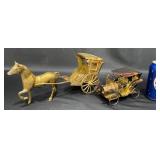 Brass Horse & Carriage w Wind-Up Car Brass Horse & Carriage w Wind-Up Car