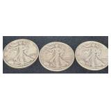 1941, 1943 & 1945 U.S. Walking Liberty Half