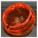 Vntg MCM Persimmon Orange Art Glass Orb Ashtray Vntg MCM Persimmon Orange Art Glass Orb Ashtray