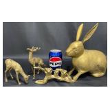 Brass Rabbit, Deer & Owl Figurines Brass Rabbit, Deer & Owl Figurines