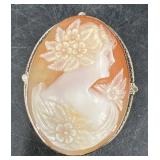 Antique 10KT Gold Cameo Brooch Pin