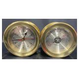 Brass Seth Thomas Clock & Barometer Set, Working Brass Seth Thomas Clock & Barometer Set, Working