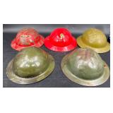 5 Vntg WWI-Style Doughboy Metal Tin Toy Helmets