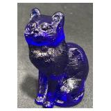 Cobalt Blue Glass Cat Figurine Marked M Cobalt Blue Glass Cat Figurine Marked M