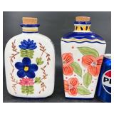 2 Hand Painted Decorative Bottles w Corks 2 Hand Painted Decorative Bottles w Corks