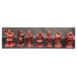 7 Japanese Lucky Fukujin God Figurines in Box