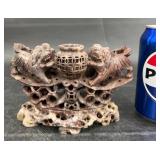 Hand Carved Foo Dogs Incense Burner