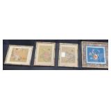 4 Framed Chinese Artwork - Silk Embroidery +