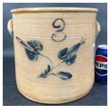 Antq 1880ï¿½s 3 Gal Stoneware Crock w Floral Design