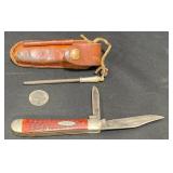 Case XX Knife w Leather Sheath & Portable Hone Case XX Knife w Leather Sheath & Portable Hone