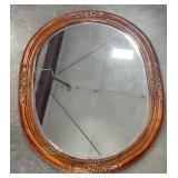 Oval Mirror w Carved Wood Frame