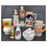 Vintage Ceramic Figurines, Vases, Mugs+
