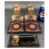 Vntg Lincoln Banks, Ben Franklin Trinket Tray +