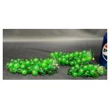 3 Sets Green Art Glass Grapes w Leaves 3 Sets Green Art Glass Grapes w Leaves