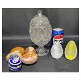 Stone & Glass Egg Collection, Glass Egg Shaped Jar Stone & Glass Egg Collection, Glass Egg Shaped Jar
