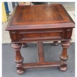 Wooden Side Table w Drawer & Turned Legs