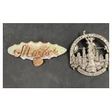 Vntg 1939 NY Worldï¿½s Fair Pin & Vntg Mother Pin