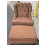 Tufted Fabric Back Chair w Matching Ottoman