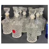 9 Glass Liquor Decanters Bottles w Stoppers 9 Glass Liquor Decanters Bottles w Stoppers