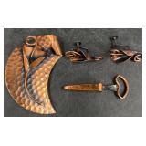 Vntg Copper Jewelry ï¿½ Necklace, Brooch, Earrings+