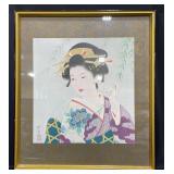 Vintage Framed Japanese Geisha Art Print Vintage Framed Japanese Geisha Art Print