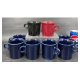 8 Fiestaware�Coffee Mugs � 6 Blue, 1 Red, 1 Black 8 Fiestaware�Coffee Mugs � 6 Blue, 1 Red, 1 Black