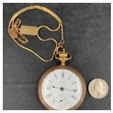 Vintage Waltham Pocket Watch w Chain & Tag