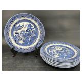 8 Churchill Blue Willow Plates 8 Churchill Blue Willow Plates