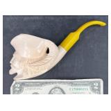 Meerschaum Pipe w Yellow Bakelite Stem Meerschaum Pipe w Yellow Bakelite Stem