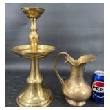 Brass Pitcher & Candle Holder