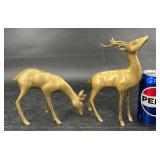 2 Polished Brass Deer Figurines
