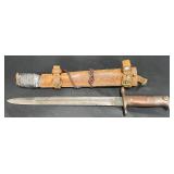 WW2 Military Bayonet Knife w Leather Sheath WW2 Military Bayonet Knife w Leather Sheath
