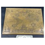 Rare Handmade Brass Bronze Handmade Geographic Map Rare Handmade Brass Bronze Handmade Geographic Map